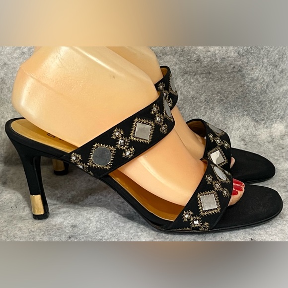St. John Shoes - VTG*New-ST.John Satin Embellished Heeled Sandals Slip on Sandals/heels~Size:8~